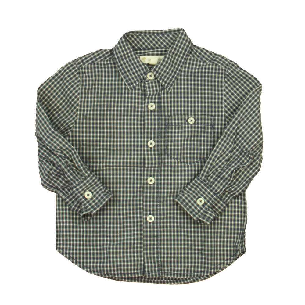 Tucker & Tate Boys Blue | White Plaid Button Down Long Sleeve size: 2T